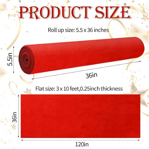900 GSM Extra Thick 3x10 ft Red Carpet Runner for Partys, Polyester Aisle Rug with Non-Slip Rubber Backing, Wedding Ceremony & Event Decorations, Hollywood Runway Carpet for Proms & Proposals