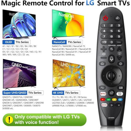Voice Magic Remote Replacement Control, Compatible with LG Smart TVs, AN-MR20GA MR19BA MR21 MR22 MR23 Series, Google Assistant, Alexa Integration (AKB7585501 Voice)