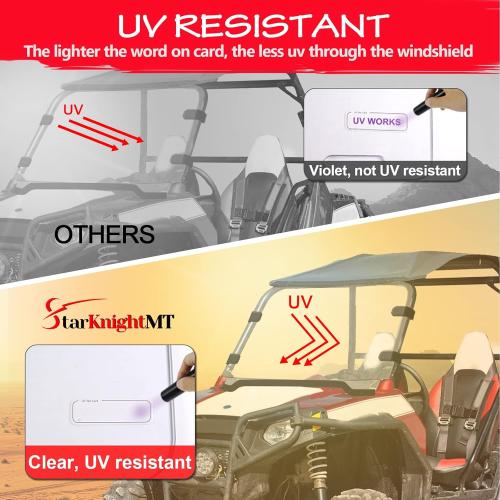 StarknightMT Scratch-Resistant UTV Front Full Windshield Compatible with Polaris RZR 800 S 800 2008-2014, 4 800 2010-2014, 900 XP 2011-2013, 4 900 2012-2014, 570 2012-2018