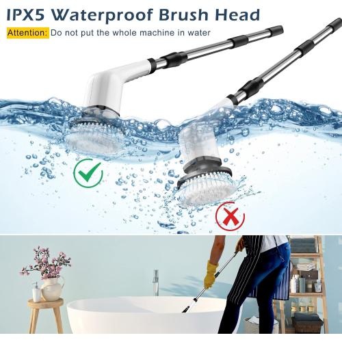 Electric Spin Scrubber, Cordless Cleaning Brush Scrubber for Home, 8 Replaceable Brush Heads-90Mins Work Time, 3 Adjustable Size, 2 Speeds for Bathroom Shower Bathtub Glass Car