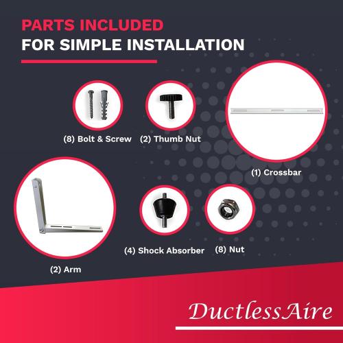 White DuctlessAire Outdoor Wall Bracket - Mini Split Mounting Bracket - Ductless Air Conditioner Wall Mount - Mini Split AC/Heating System Accessories for Window AC, HVAC, Heat Pump & More (9000-36000 BTU)
