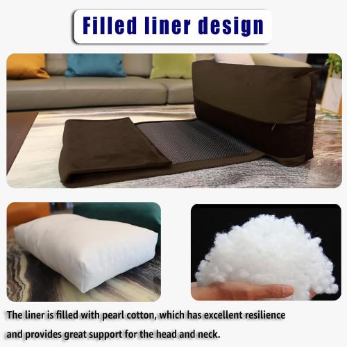 Headrest Pillow with Pearl Cotton Filling - Non-Slip Headrest Cushion for Recliners, Sofas and Loveseats (Chocolate)