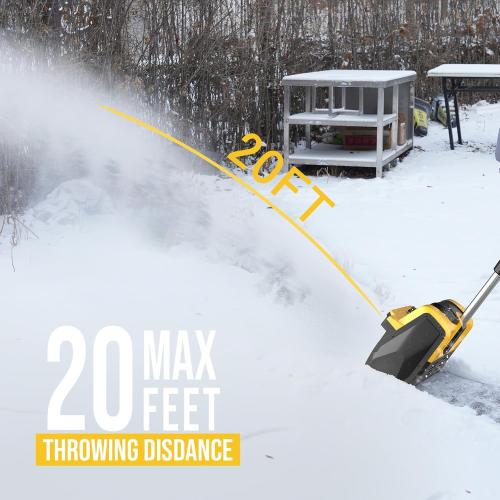 20V 13-Inch Cordless Brushless Snow Shovel, Cordless Snow Blower with 2x4Ah Battery, Battery Snow Blower with Directional Plate & Adjustable Front Handle (2 * 4Ah Battery & Quick Charger Included)