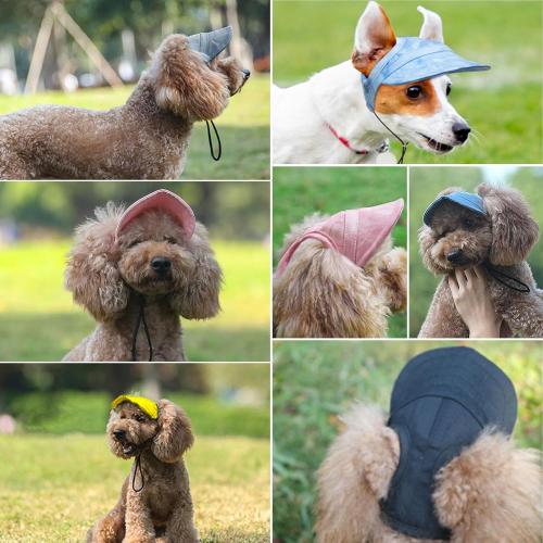 Dog Baseball Cap,1PC Pet Summer Beach Peaked Cap Dog Hat with Ear Holes, Adjustable Cat Visor Sunbonnet Hat for Small Medium Large Dogs (Solid Black, Medium