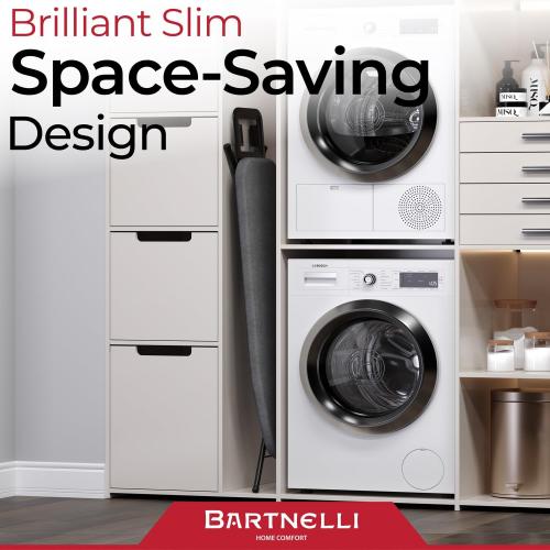 Bartnelli Ironing Board Made in Europe | Iron Board with 4 Layered Cover & Pad, Height Adjustable up to 36 Features A Safety Iron Rest, 4 Steel Legs, for Home Laundry Room or Dorm Use (43x14)