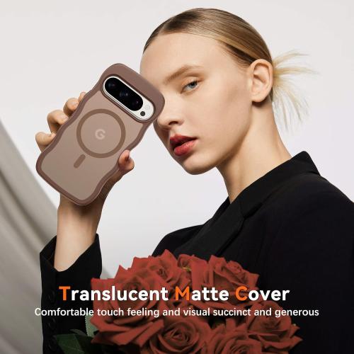 BENTOBEN Magnetic for Google Pixel 10 Pro Case Cute, Curly Wavy Pixel 10Pro Case [Compatible with MagSafe] Anti-Slip Bumper Matte Slim Women Men Boys Phone Cover for Google 10Pro 6.3, Desert Titanium