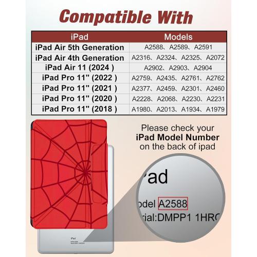 for iPad Air 11 Inch M3 2025 & M2 2024/Air 5th/4th Generation 10.9 Inch/Pro 11 Inch Case - with Pen Holder for Girls Boys Women Men Cute Cartoon Cool Anime Kawaii Fun, Red Eyes