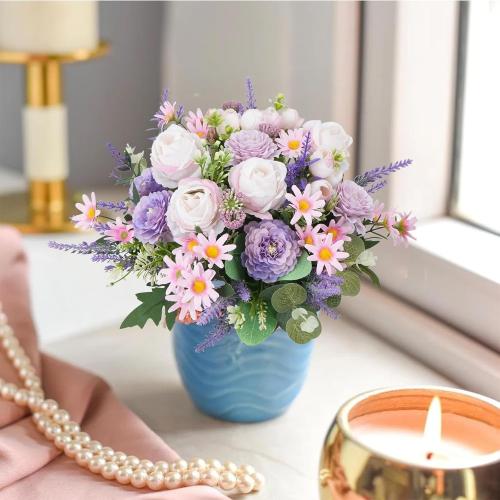 Artificial Silk Flower Arrangements, Fake Flower Bouquet for Cemetery