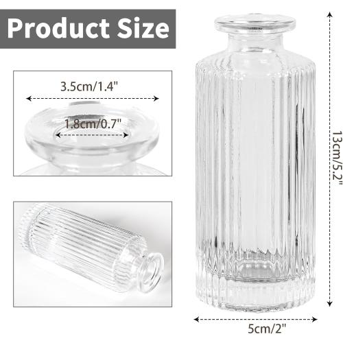 Set of 18 Glass Bud Vases Set of 18, Living Bud Vases, Small Bud Vase in Bulk, Mini Flowers Vases for Centerpiece, Vintage Decorative Vase Set for Table Decorations, Wedding Reception, Home Decor (Clear)