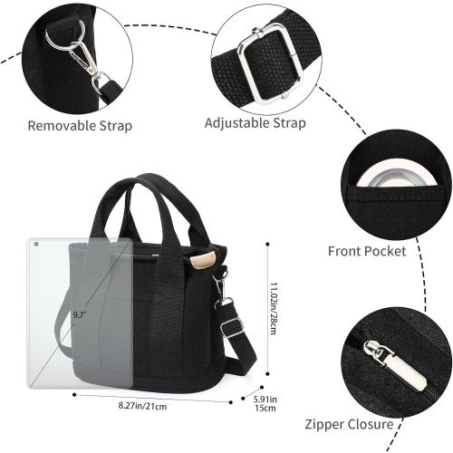 Small Tote Bags for Women Canvas Purses with Zipper Crossbody Mini Tote Satchel Hobo Work Beach Bag Shoulder Handbags