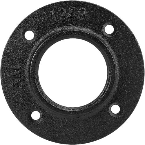 Industrial Pipe Floor Flange, Heavy Duty Malleable Iron Pipe Fittings, Wall Mounted Vintage DIY Threaded Flange for Decoration Steampunk Furniture Vintage Project, Black(4 Pack, 2 Inch)