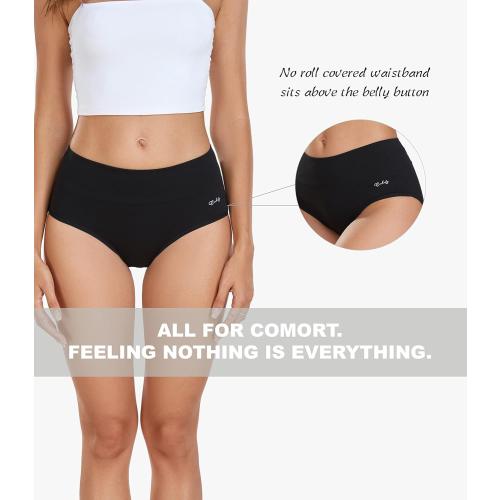 Size XXL coskefy Women's High Waisted Cotton Underwear Soft Breathable Panties Stretch Briefs Ladies Panties 5 Pack