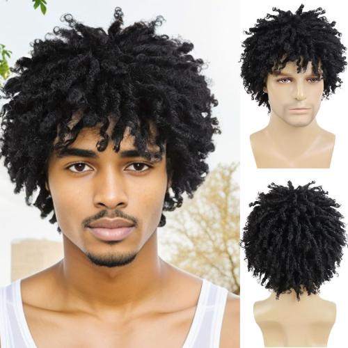 Black GNIMEGIL Black Dreadlock Wig Male Short Braided Wigs Fake Dreads Men Guys Natural Afro Synthetic Hair Braids Short Braid Wig - Faux Locs Boy Wigs Casual