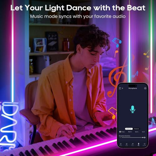 3.28Ft RGB IC LED Neon Rope Lights, USB Powered Music Synchronized Flexible LED Strip Lights, App/Remote Control Waterproof LED Neons Light, Used for Bedroom, Gaming, Party, Indoor and Outdoor.