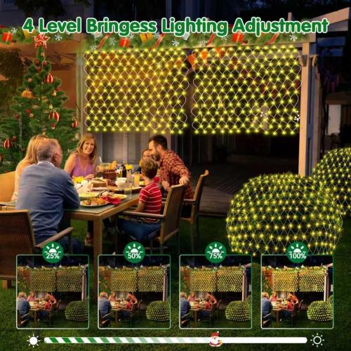Hezbjiti Battery Operated Christmas Net Lights Outdoor 100 LED 5FT x 3.3FT Waterproof Timed Memory Mesh Lights for Xmas Trees Bushes Garden Yard Lawn Patio Christmas Decor (1 Pack Warm White)