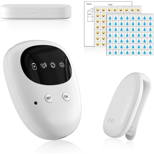 White Wireless Bedwetting Alarm for Boys and Girls USB-C Rechargeable, High Sensitivity, Loud Sound, Strong Vibration, Pee Alarm, Bedwetting Solutions, Potty Training for Kids