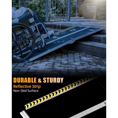 VNN Portable Wheelchair Ramp 6FT, Seamless Non-Slip Aluminum Ramps for Wheelchairs for Home, Handicap Wheelchair Ramps for Home Steps, Aluminum Loading Dock Plates, Doorways