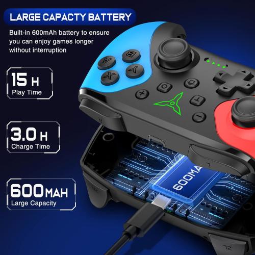 Wireless Switch Controller for Nintendo Switch/Switch 2/Lite/OLED Controller, Switch Controller with a Mouse Touch Feeling on Back Buttons, Extra Switch Pro Controller with Wake-up,Programmable, Turbo Function