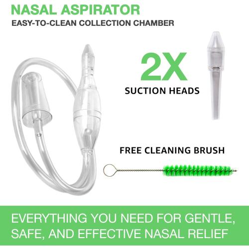 BABY-VAC Clinically Tested Baby Nasal Aspirator - Vacuum-Powered Nose Sucker with Suction Head & Cleaning Brush for Safe and Gentle Relief
