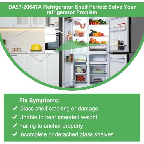 DA97-20647A Refrigerator Glass Shelf Replacement for Samsung Food Showcase Refrigerator Shelf Replacement Parts RS27T5200SG RS27T5200SG/AA RS27T5200SR/AA RS27T5201SR/AA RS28A500ASR Tempered Glass