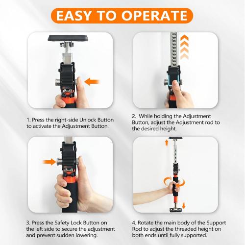 Cabinet Jack Support Pole, 58.7-109.5 inches Third Hand Tools Adjustable Support Pole, 3rd Hand Support System for Upper Cabinet Installation, 300 LB Capacity, 2 Pack