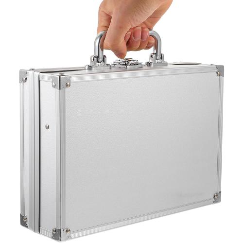 minkissy Aluminum Briefcase Tool Storage Box Lightweight Portable Multi-functional Aluminum Alloy Toolbox with Lock for Travel Work and Cosmetic Organization