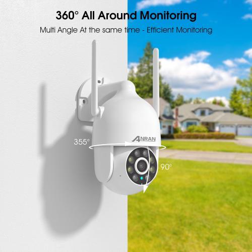 ANRAN 2K WiFi Security Camera Outdoor: 2.4/5GHz Dual-Band, Auto-Tracking, 2-Way Audio, Color Night Vision, 24/7 Recording, 3MP Pan-Tilt 360° View Camera for Home/House
