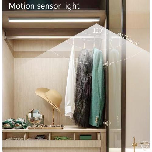 Under Cabinet Lighting 20 Inch, Rechargeable Motion Sensor Light with Stepless Dimming, Daylight White 6000K LED, USB-C Magnetic Closet Light for Kitchen, Stairs, Wardrobe (2 Packs)