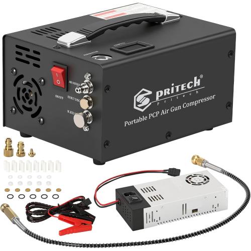TW03 PCP Air Compressor,Portable 4500Psi/30Mpa,Water/Oil-Free,PCP Rifle/Pistol and Paintball Tank Air Pump, (110V AC or 12V Car Battery) with Power Converter and Oil-Moisture Filter