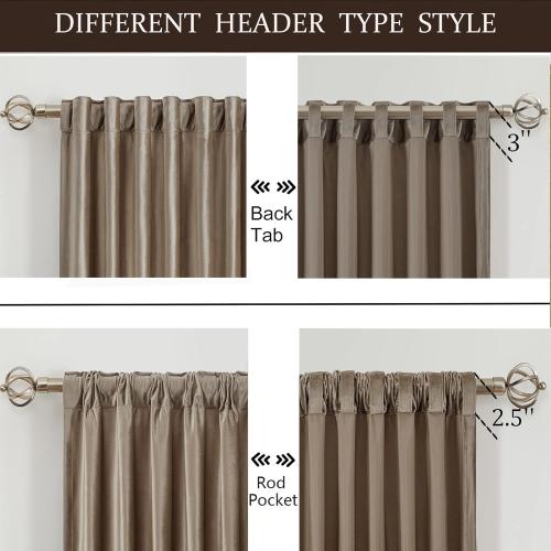 PRIMROSE Blackout Taupe Velvet Curtains 108 inch Long for Living Room,Set of 2 Panels Liner Rod Pocket Back Tab Thermal Window Curtains Drapes Room Darkening Heavy Decorative Curtains for Bedroom