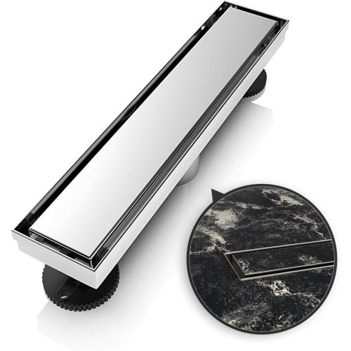 WEBANG 12 Inch Linear Shower Drain Rectangular Floor Drain with Accessories Reversible 2-in-1 Cover Tile Insert Grate Removable SUS304 Stainless Steel CUPC Certified Brushed