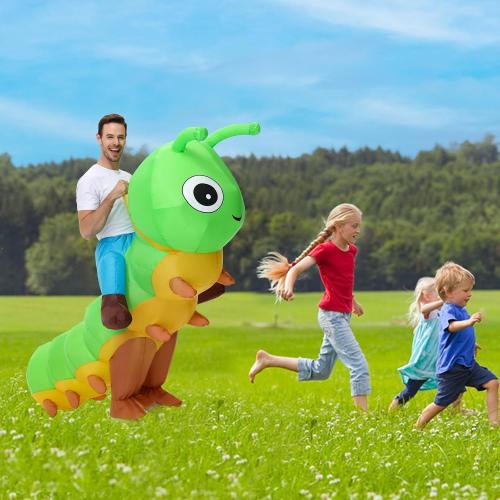 Inflatable Costume For Adults,Inflatable Caterpillar Riding Costume,Halloween Blow up Costume for Women Men Cosplay Parties
