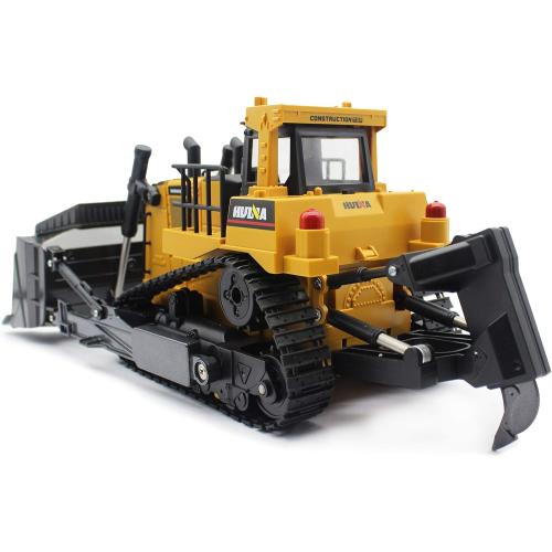 fisca Remote Control Bulldozer RC 1/16 Full Functional Construction Vehicle, 2.4Ghz 11 Channel Dozer Front Loader Toy with Light and Sound for Kids Age 6, 7, 8, 9, 10 and Up Years Old