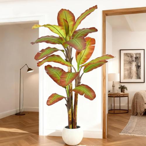 Artificial Banana Tree 8FT Tall Large Faux Trees with Realistic Leaves, Fake Banana Floor Potted Artificial Plants for Home Office Living Room Indoor Outdoor Decor (96in,1Pack)