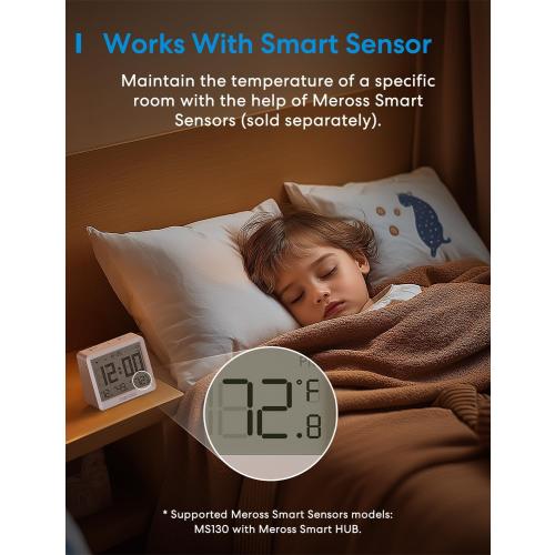 meross Smart Thermostat for Home, WiFi Thermostat Works with Matter, Alexa, Apple Home, Google Assistant, App & Voice Control, 7x24h Scheduling, Energy Saving, C-Wire Required, Matte White