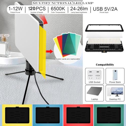 14PCS Absobent Black Flocked Photography Backdrop Boards with LED Lighting Studio Kit 16x16 inch Anti-Glare Photo Background Backdrop Shooting Tent for Product Food Jewelry Cosmetics Makeup