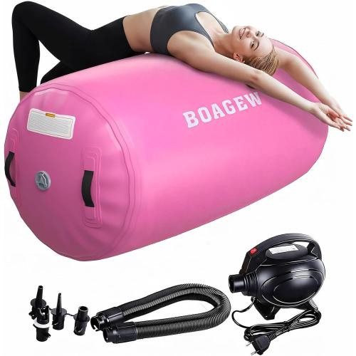 Gymnastics Mat,Air Roller Gymnastics Barrel,Gymnastics Tumble Track Air Track Tumbling Mat for Home Training/ Cheerleading/Gym/Training/Yoga/Beach/Water/Park Outdoor Use with Electric Air Pump MAY HAVE MISSING ACCESSORIES