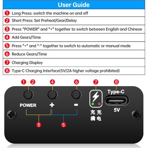 Handheld Battery Spot Welder 5V 2A 1865O Battery Spot Welder 80 Gears Adjustable Portable Welder with Colorful Digital Display for Various 1865O Battery and Nickel or Stainless Steel Sheets