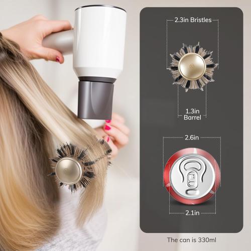 Sndyi Small Round Brush for Blow Out, 1.3 Inch Nano Thermal Ceramic Ionic Round Hair Brush with Boar Bristles, Boost Shine and Volume, For Short Hair with Quick Blow Drying and Salon Styling