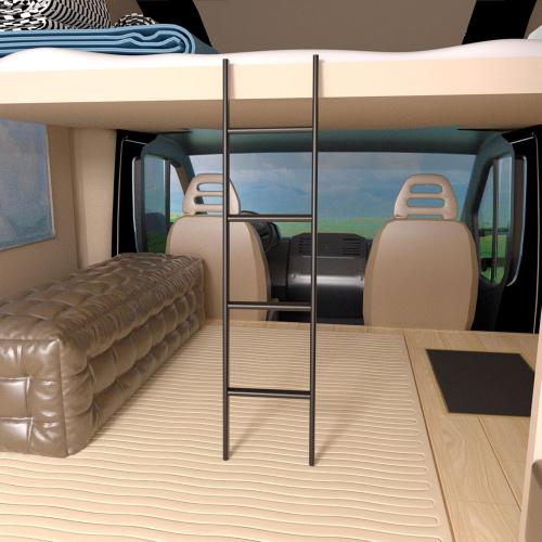 RV Bunk Bed LadderHeavy Duty Travel Trailer Bed Ladders with 4 Hook and Foot Caps, Metal Twin Bed Step Ladder for Home Dorm Appartments, Load 330 LBS (