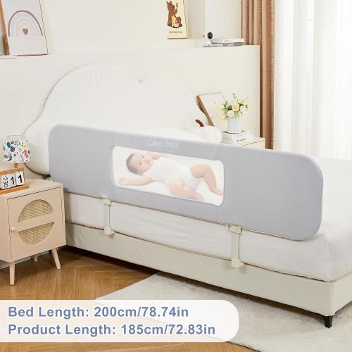 GREY Ciilee Baby Bed Rail for Toddlers Extra Large 72.83 L Kids Rails Guard for Twin, Full, Queen, King Bed Adjustable Children Side Railing Safety Bedrail Foldable Barandas para Camas de Niños (Grey