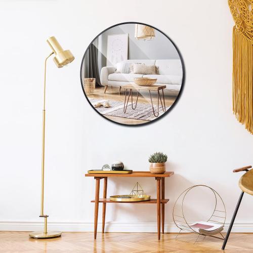 Smartxchoices 24 Inch Round Mirror, Metal Frame Wall Mirror Mounted Circle Mirrors, Vanity Mirror Modern Minimalist Wall Décor for Entryway, Bathroom, Washroom, Living Room, Bedroom