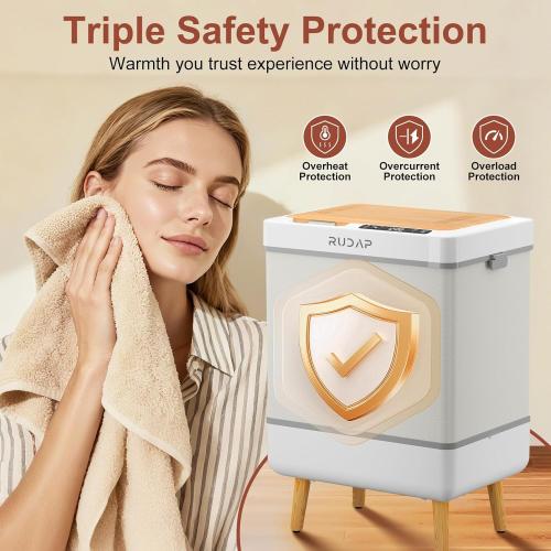 RUDAP Towel Warmer, 35L Large Towel Warmers for Bathroom, Foldable Blanket Warmer with Custom Fragrance, ETL Certification, Fast Heating, Fits 3 Large Towels, 2 Bathrobes, Blankets