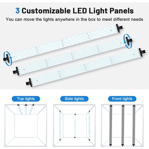 32x32 Inch Photo Studio Photo Light Box for Photography, 405 LED Large Lightbox with 3 Light Panel Stepless Dimming and Soft Light Cloth Professional Photo Background Shooting Tents