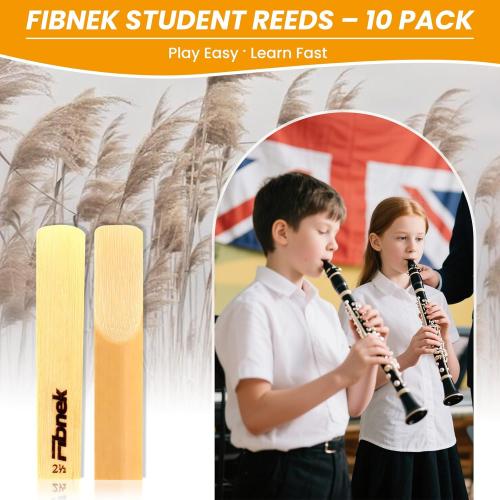 Bb Clarinet Reeds – 10-Pack Practice Reeds for Beginners & Students – Strength 2.0/2.5/3.0 (Strength 2.0)