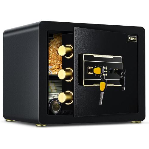 ADIMO Home Safe Box, 1.2 Cubic Feet Security Safe with Fireproof Waterproof Money Bag, Digital Keypad and Dual Key System, Personal Lock Money Box for Home Office Valuable Document Black