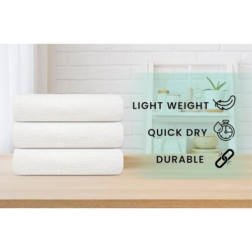 ZUPERIA White Bath Towels Bulk 20 Pack (24 x 48 Inches) - 100% Cotton Economy Light Weight Towels for Commercial Use - Quick Dry, Ultra-Soft, and Absorbent Bulk Towels