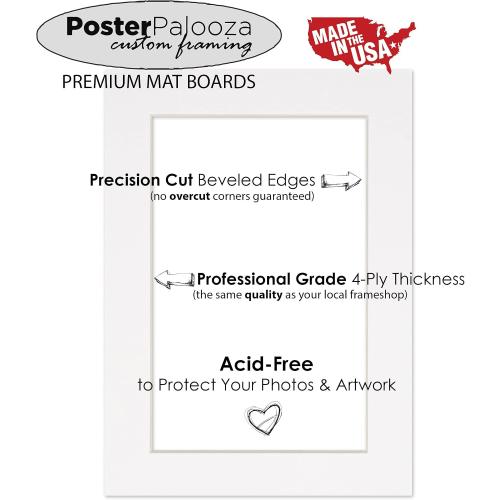Poster Palooza 11x14 Mat Bevel Cut for 9x12 Photos - Acid Free Black with Black Core Precut Matboard - For Pictures, Photos, Framing - 4-ply Thickness