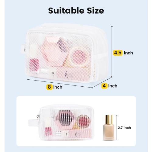 Vorspack Small Travel Toiletry Bag - Translucent Toiletry Bag for Women Hanging Toiletries Bag for Men Water Resistant Travel Bag for Toiletries Accessories - White