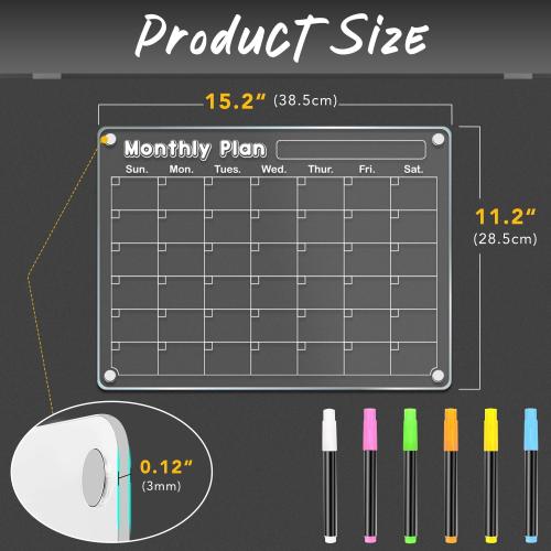 DIYMAG Magnetic Calendar, Large Fridge Magnets for Whiteboard 3P Dry Erase